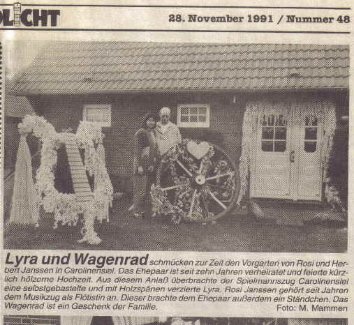 Hlzerne Hochzeit Rosi u Herbert Janssen 1991